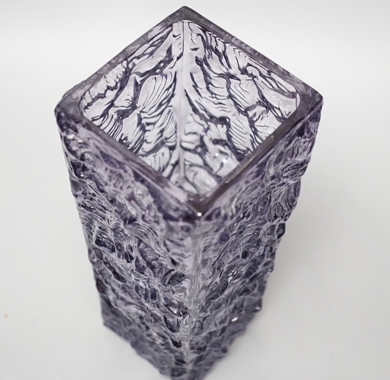 A Whitefriars style amethyst glass vase - 25cm high